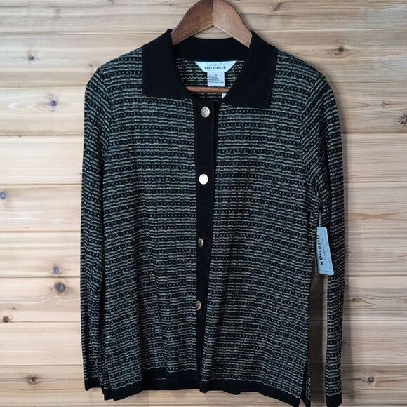 Misook Sweater Womens Small Metallic Button Front Cardigan Career Office NWT - Picture 1 of 10